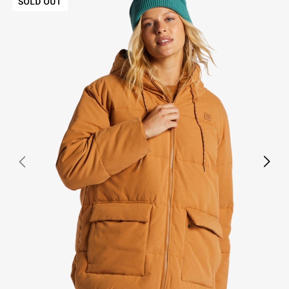 Women's Tan Hooded Billabong Puffer Jacket